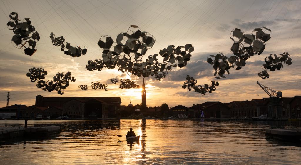 Tomás Saraceno
Aero(s)cene: When breath becomes air, when atmospheres become the movement for a post fossil fuel era against carbon-capitalist clouds, 2019
Installation view of On the Disappearance of Clouds, 2019 at May You Live In Interesting Times, Biennale Arte 2019, curated by Ralph Rugoff.
