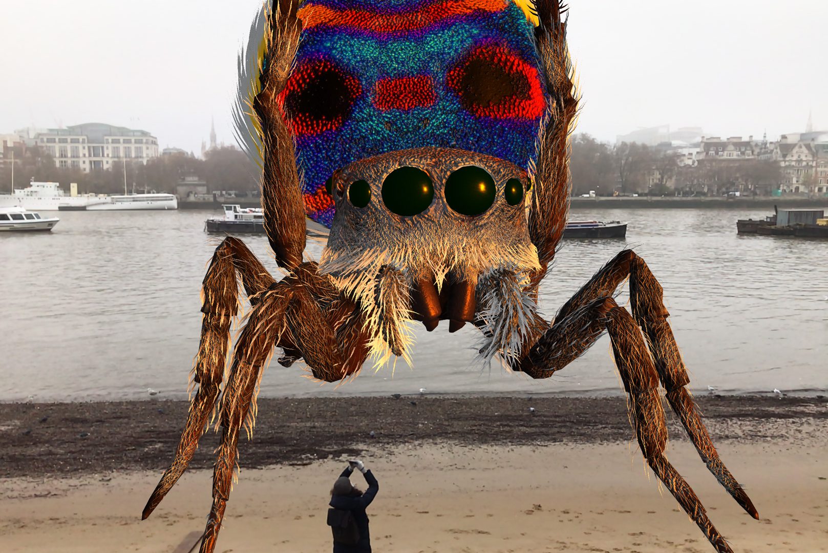 Prototype of Maratus volans (peacock spider), Web of Life (2020) | for a real Augmented Reality